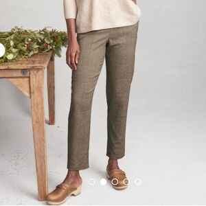 Garnet Hill Brown Plaid Slim Leg Trouser Size 12